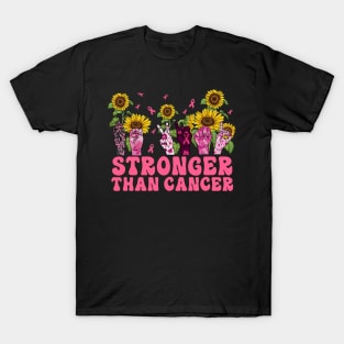 Breast Cancer Awareness Stronger Than Cancer Pink Ribbon T-Shirt